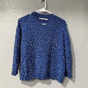 Thakoon Blue, Black & White‎ Long Sleeve Knit Sweater Size XS